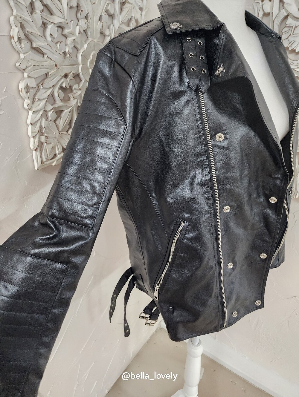 NWT Black Moto Jacket with Skull Studs - Picture 10 of 10